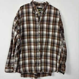 Cabela's Plaid Button Up Mens 2XL Plaid Long Sleeve Lightweight Flannel Neutral